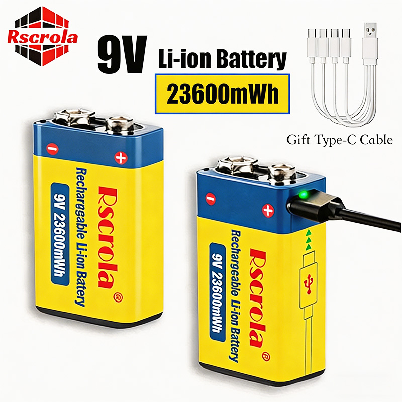 Smoke Detector Interconnected - Long-Lasting 9V Lithium ion Rechargeable Battery