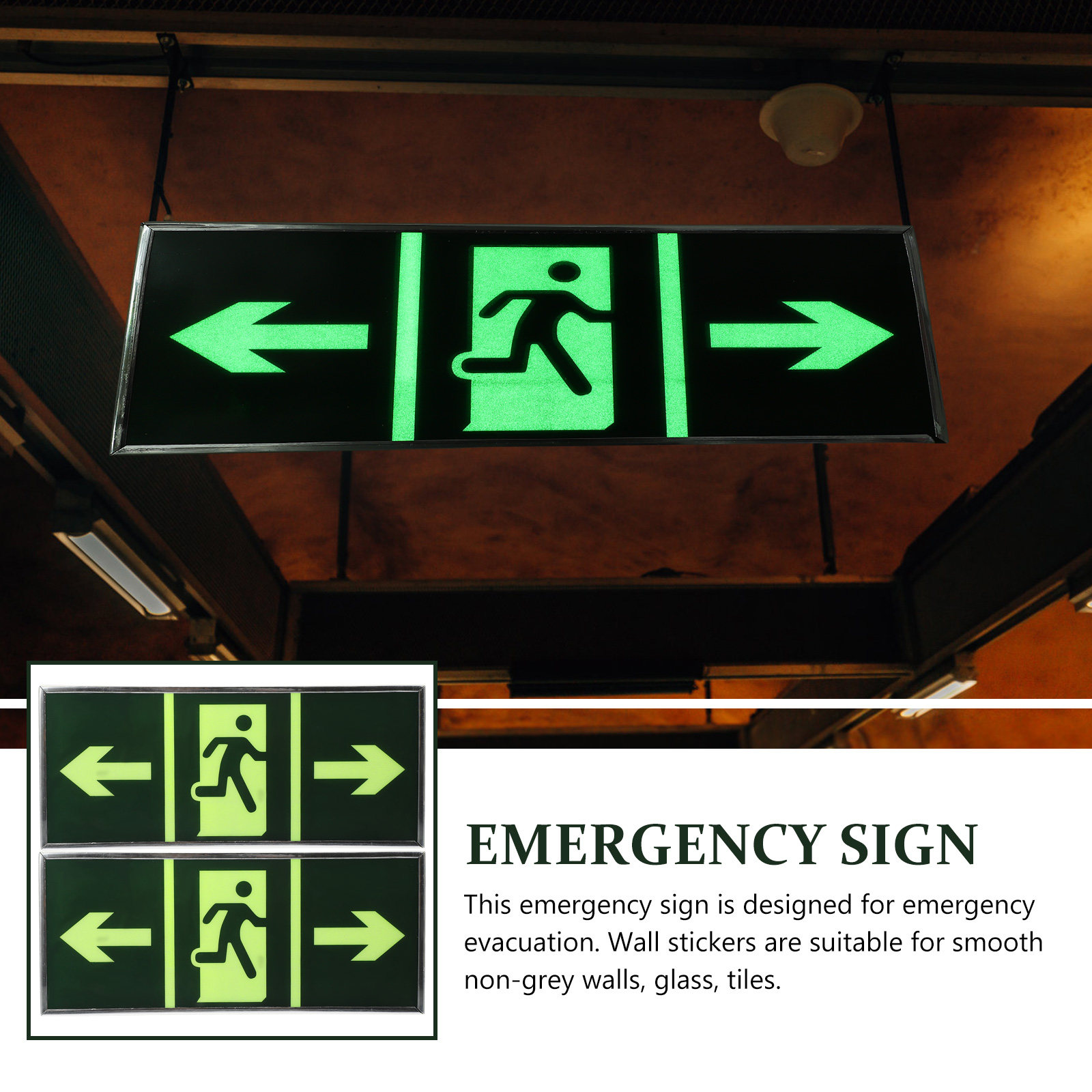 2Pcs Glow Exit Sticker Premium - Emergency Exit Sign 评论和价格
