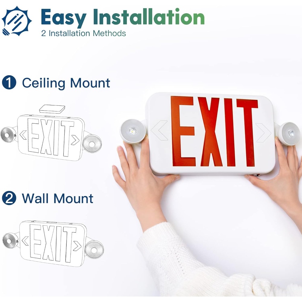 2 Pack Exit Sign with Emergenc - Emergency Exit Sign 评论和价格