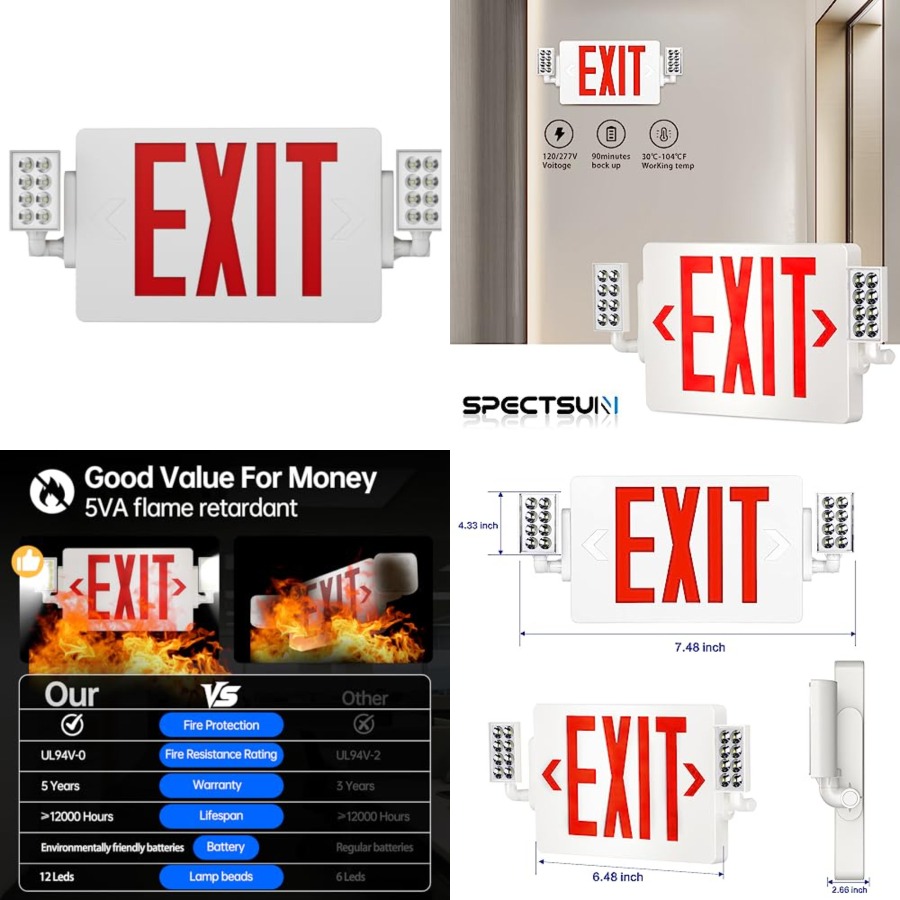Spectsun 1 Pack Exit Signs wit - Emergency Exit Sign 评论和价格